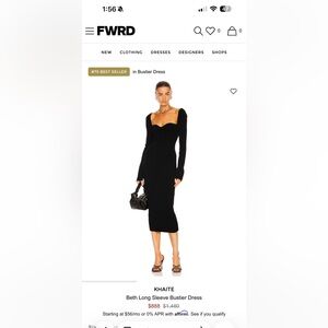 KHAITE Black Long Sleeve Dress